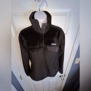 Patagonia Small Lightweight Synchilla Snap-T Fuzzy Pullover Black 1/4 Button S